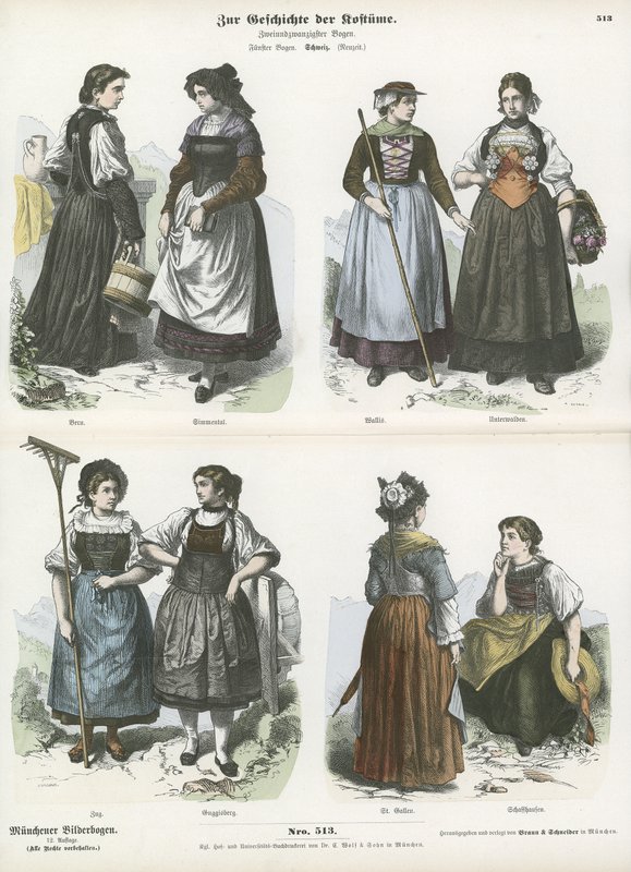 Costumes suisses, 19ème siècle - German School
