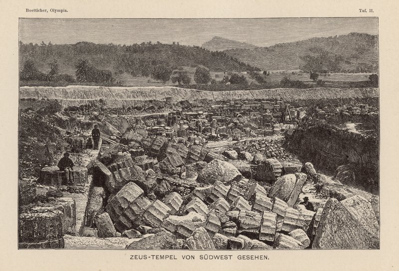 Temple de Zeus, Olympie (gravure) - German School