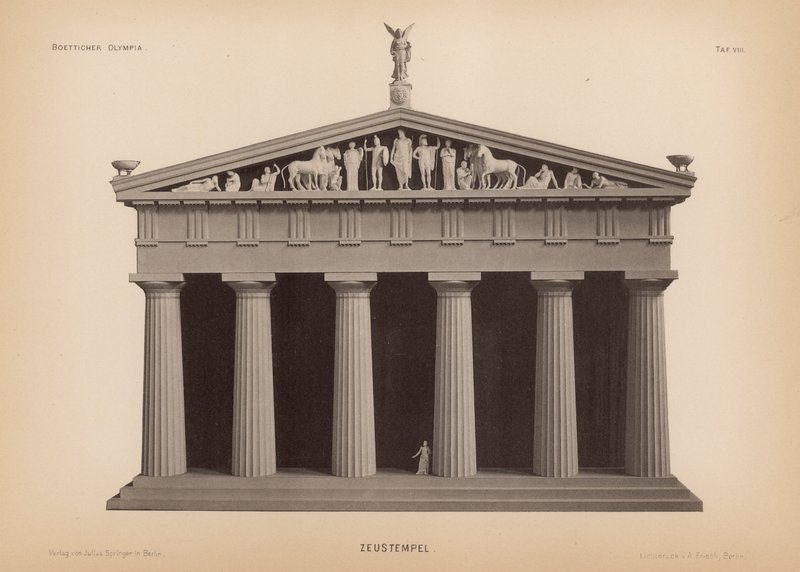 Temple de Zeus, Olympie, Grèce (lithographie) - German School