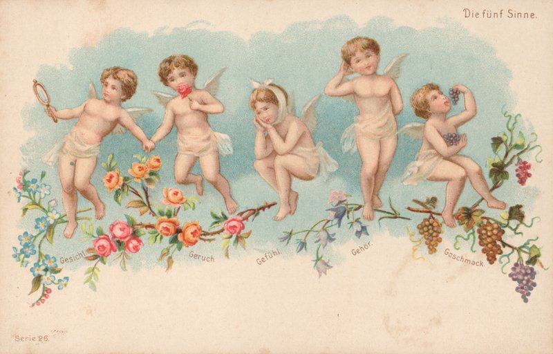 Les Cinq Sens (lithographie en couleur) - German School