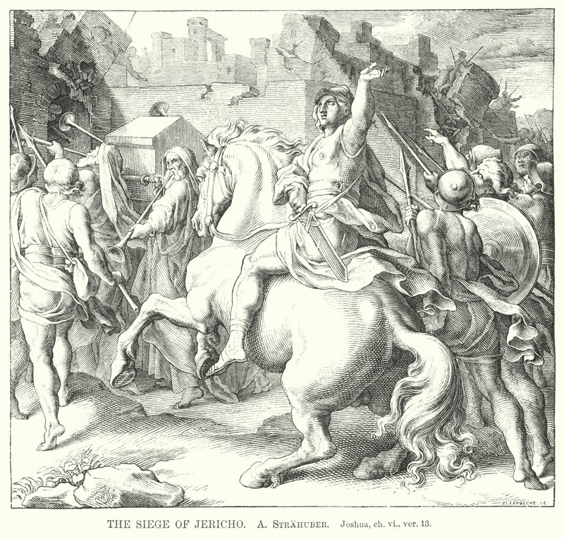 Le Siège de Jéricho, Josué, ch vi, ver 13 (gravure) - German School