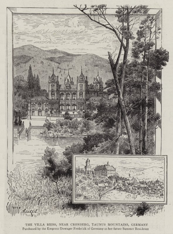 La Villa Reiss, près de Cronberg, montagnes du Taunus, Allemagne (gravure) - German School