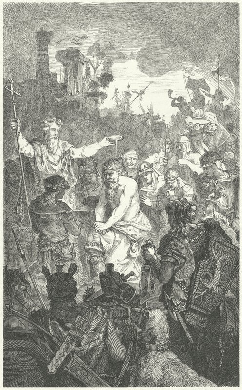 Le baptême de Clovis Ier, roi des Francs, 496 (gravure) - German School