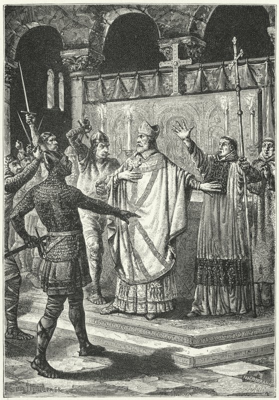 Le meurtre de Thomas Becket dans la cathédrale de Canterbury - German School