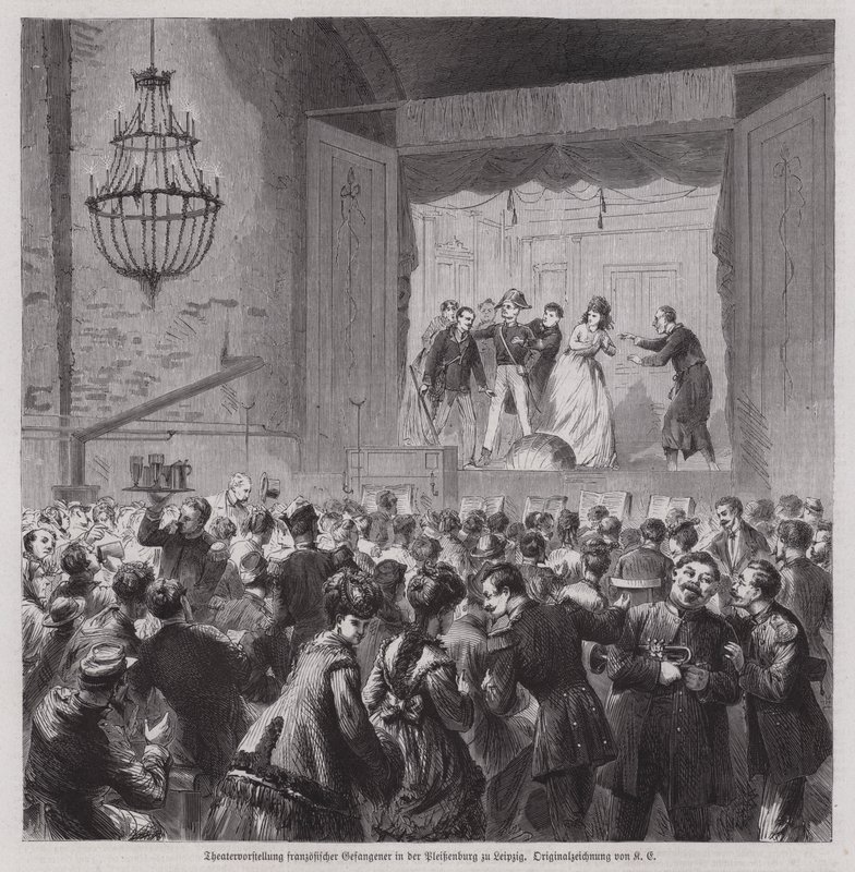 Représentation théâtrale par des prisonniers français de la Guerre franco-prussienne à la Pleissenburg, Leipzig, Allemagne - German School