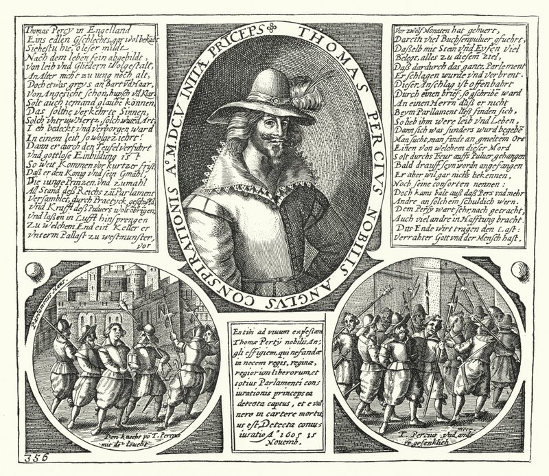 Thomas Percy, un des conspirateurs derrière la Conspiration des Poudres (gravure) - German School
