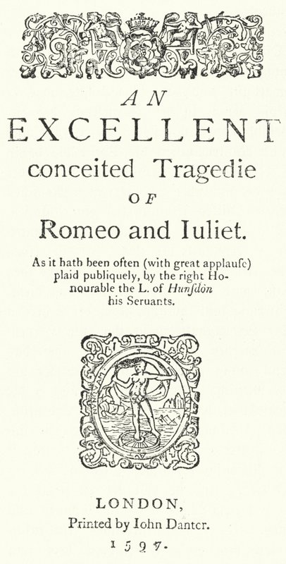 Page de titre de la première édition in-quarto de Roméo et Juliette de Shakespeare - German School