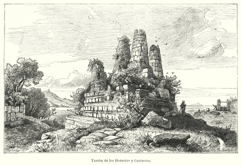 Tombe des Horaces et des Curiaces, guerriers de la légende romaine antique - German School