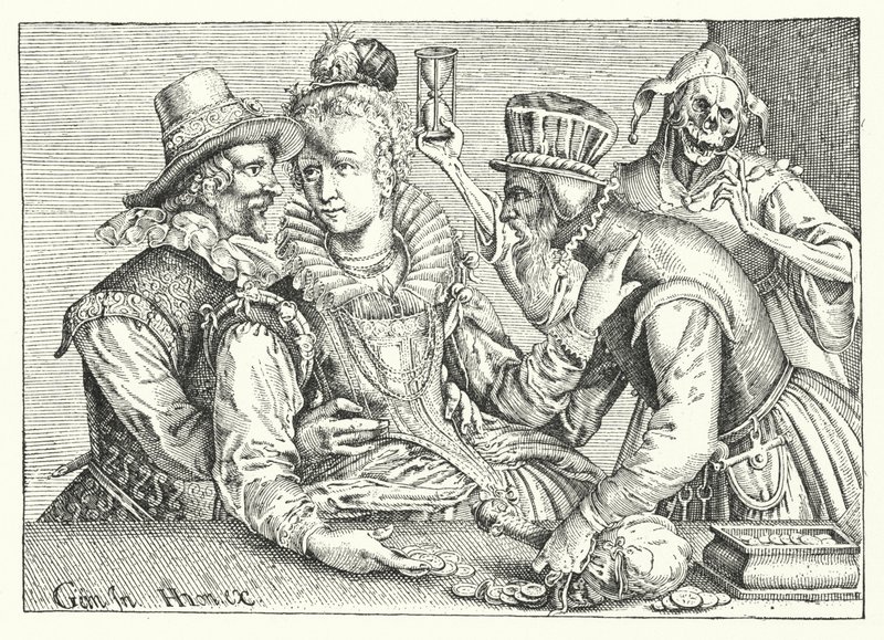 Vrai et faux amour (gravure) - German School