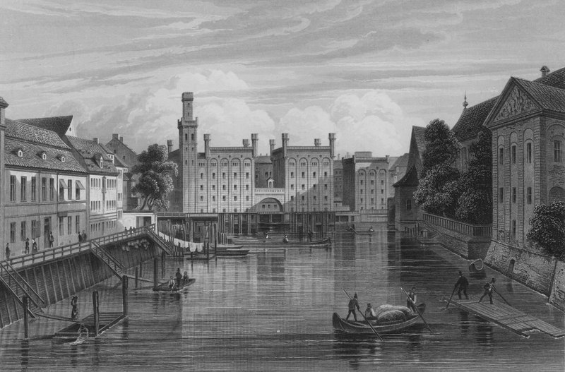 Vue depuis le Langen Bruecke, Berlin (gravure sur acier) - German School