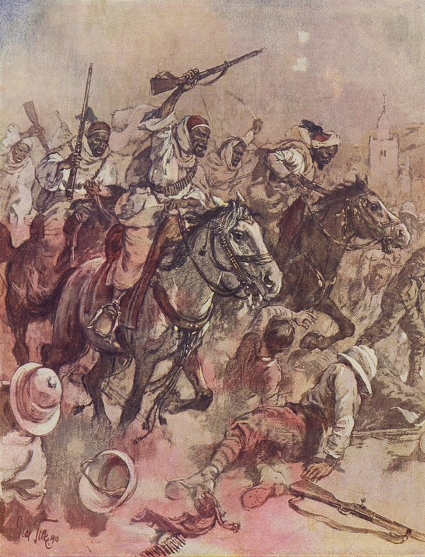 Guerriers du cheikh de Senussi chassant les Britanniques de Matruh, à l