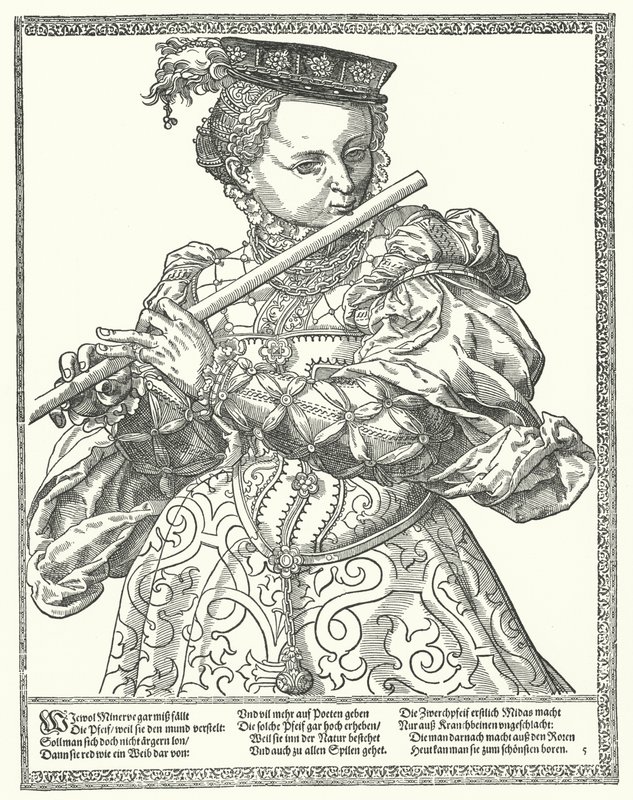 Femme jouant de la flûte - German School