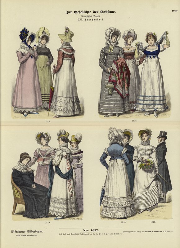 Costumes féminins, 19ème siècle - German School