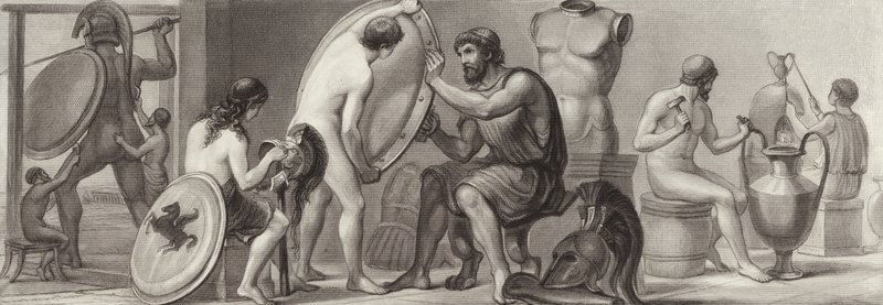 Travail et occupations dans la Grèce antique. Illustration pour Bilder-Atlas - German School