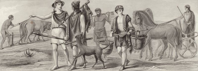 Travail et occupations dans la Grèce antique. Illustration pour Bilder-Atlas - German School