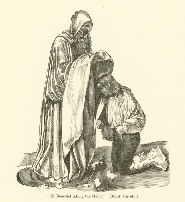 Saint Benoît prenant l