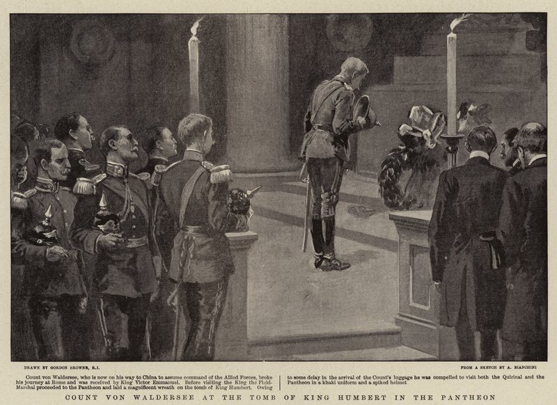 Le comte von Waldersee au tombeau du roi Humbert au Panthéon - Gordon Frederick Browne