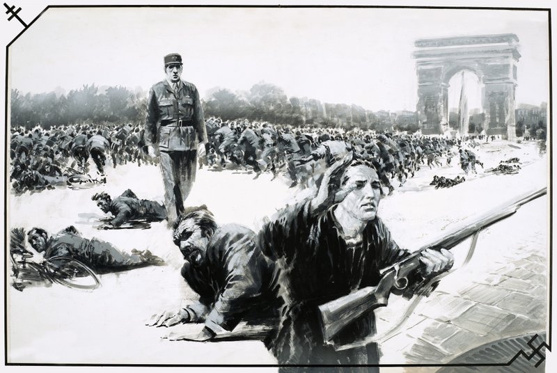 Charles de Gaulle descend les Champs Elysées lors de la libération de Paris. - Graham Coton