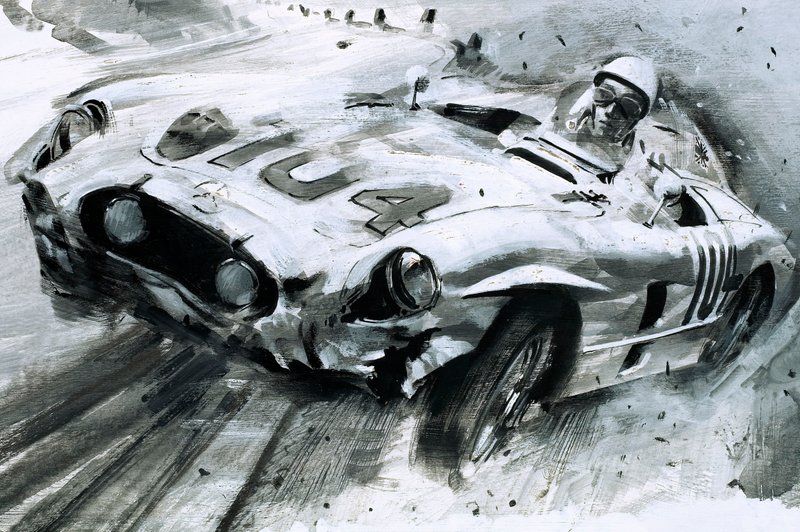 Stirling Moss (gouache sur papier) - Graham Coton