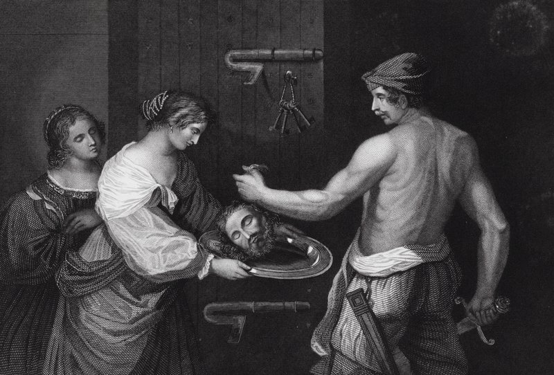 La tête de Jean-Baptiste apportée dans un plat, Matthieu, Ch XIV, vs 6 - Guercino (1591 1666) (after)