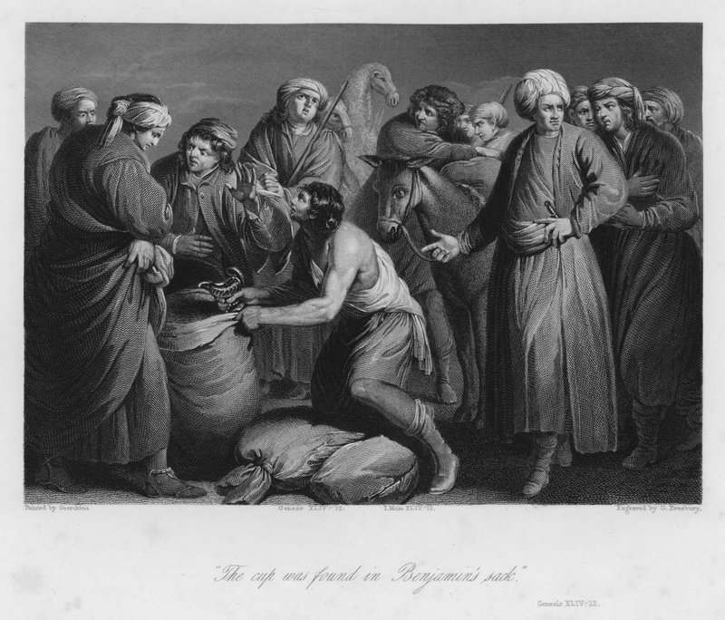 La coupe trouvée dans le sac de Benjamin, Genèse XLIV - Guercino