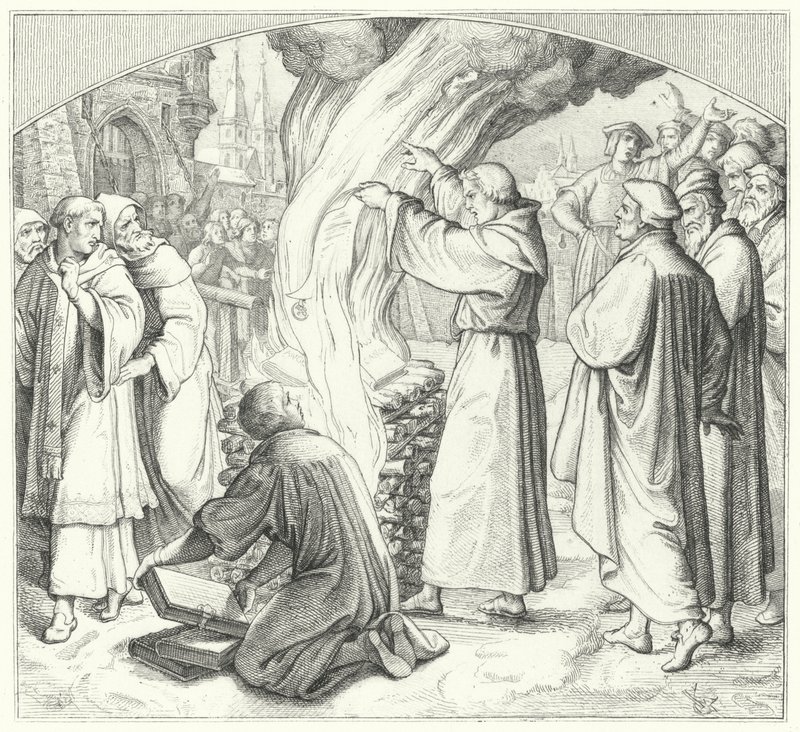 Martin Luther brûlant la bulle papale à Wittenberg, 1520 - Gustav Ferdinand Leopold Konig