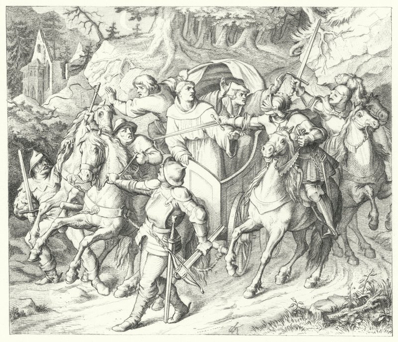 Martin Luther est enlevé à son retour de la Diète de Worms, 1521 - Gustav Ferdinand Leopold Konig