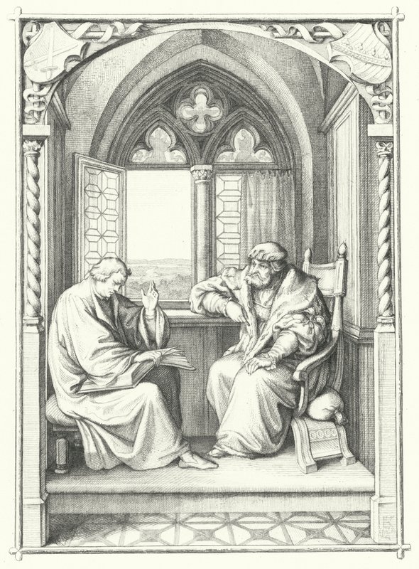 Martin Luther lisant la Bible à Jean, Électeur de Saxe (gravure) - Gustav Ferdinand Leopold Konig