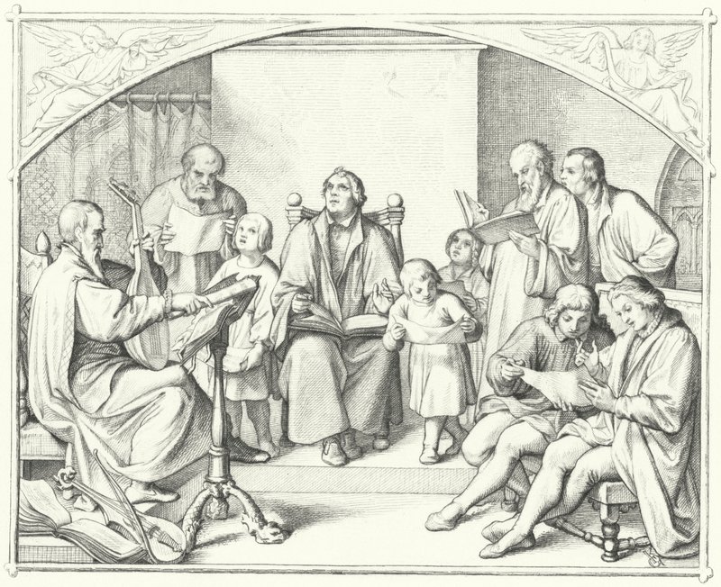 Martin Luther chantant avec une chorale d