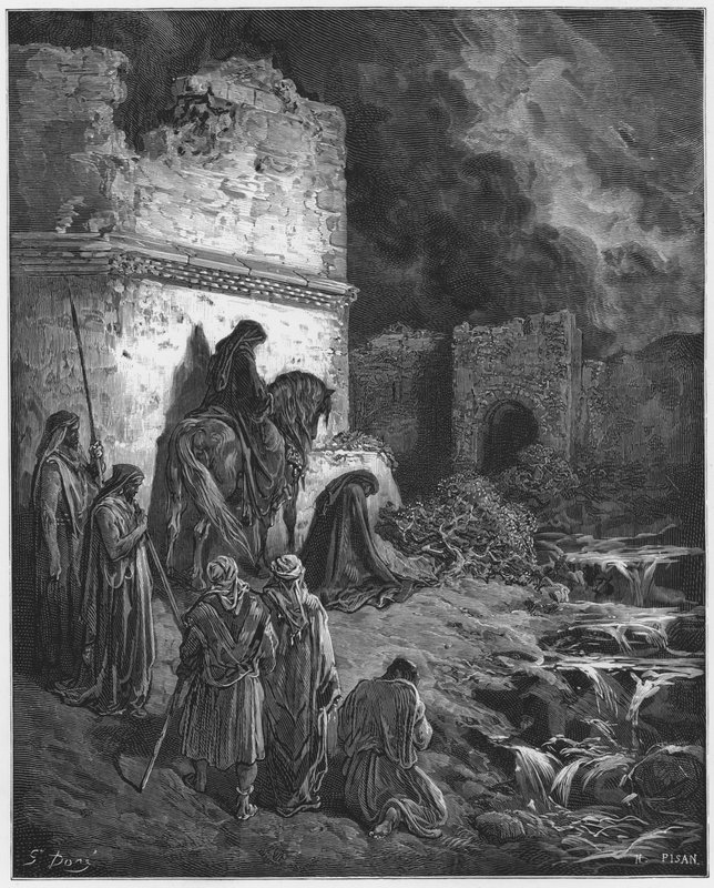 Gustave Doré Bible : Néhémie inspectant secrètement les ruines des murs de Jérusalem - Gustave Dore