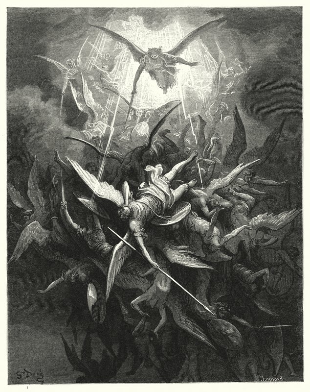 Illustration de Gustave Doré pour Le Paradis Perdu de Milton, Livre I, vers 44, 45 - Gustave Dore