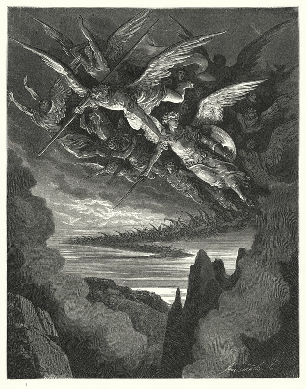 Illustration de Gustave Doré pour Le Paradis Perdu de Milton, Livre I, vers 344, 345 - Gustave Dore
