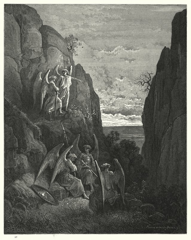 Illustration de Gustave Doré pour Le Paradis Perdu de Milton, Livre IV, vers 589, 590 - Gustave Dore