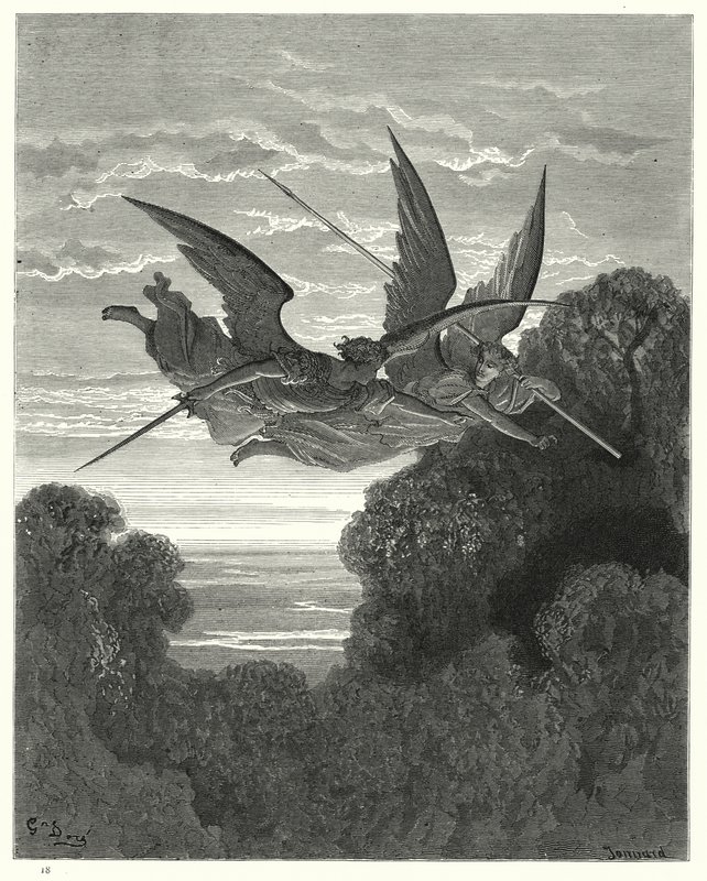 Illustration de Gustave Doré pour Le Paradis Perdu de Milton, Livre IV, vers 798, 799 - Gustave Dore