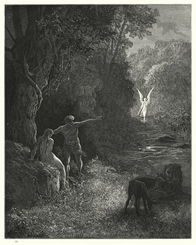 Illustration de Gustave Doré pour Le Paradis Perdu de Milton, Livre V, vers 309, 310 - Gustave Dore