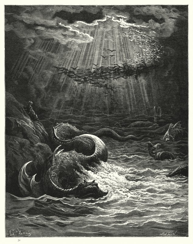 Illustration de Gustave Doré pour Le Paradis Perdu de Milton, Livre VII, vers 387-389 - Gustave Dore