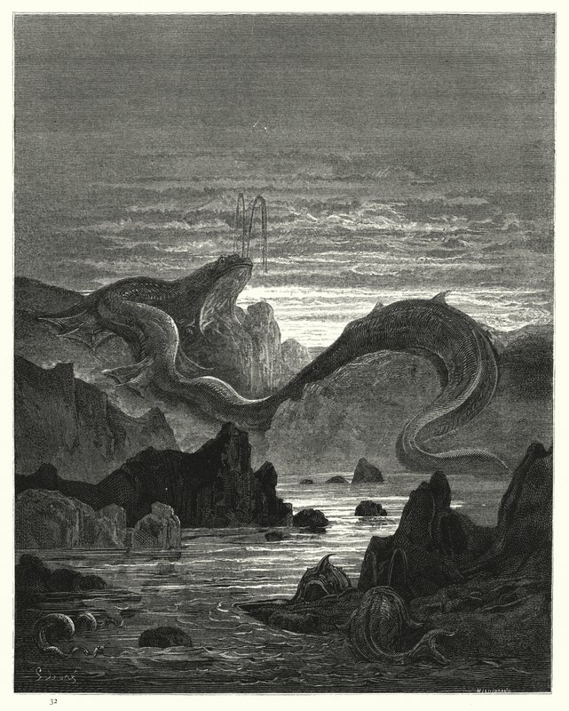 Illustration de Gustave Doré pour Le Paradis Perdu de Milton, Livre VII, vers 415, 416 - Gustave Dore