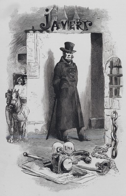 Scène des Misérables, de Victor Hugo : Javert, le détective - Gustave (after) Brion