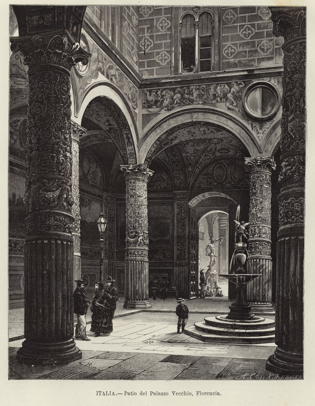 Italie - Cour de Palazzo Vecchio, Florence - Gustave Bauernfeind