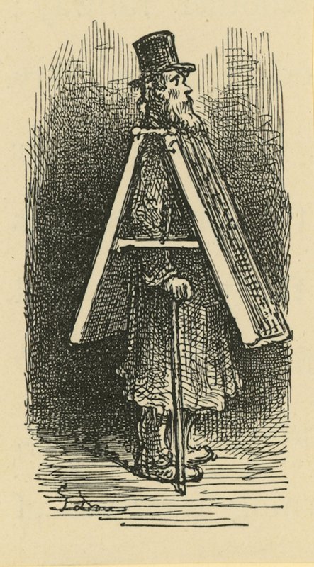 Une illustration représentant un homme-sandwich - Gustave Dore