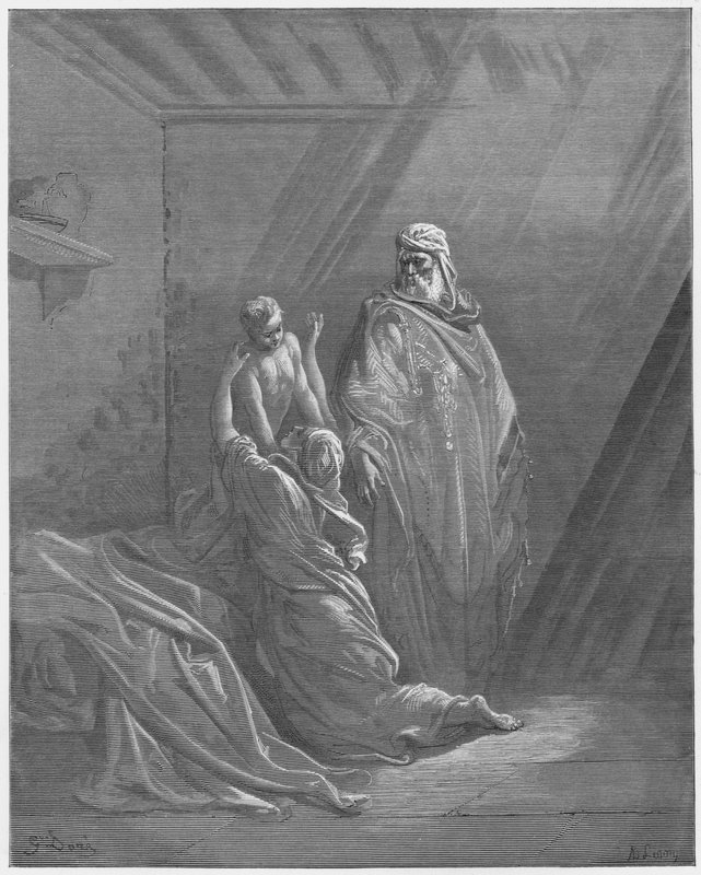 Gustave Doré Bible : Élie ressuscite le fils de la veuve de Sarepta - Gustave Dore