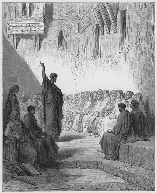 Gustave Doré Bible : Saint Paul prêchant aux Thessaloniciens - Gustave Dore