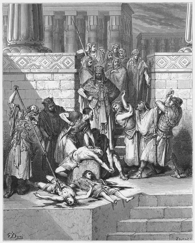 Gustave Doré Bible : Massacre des fils de Sédécias devant leur père - Gustave Dore
