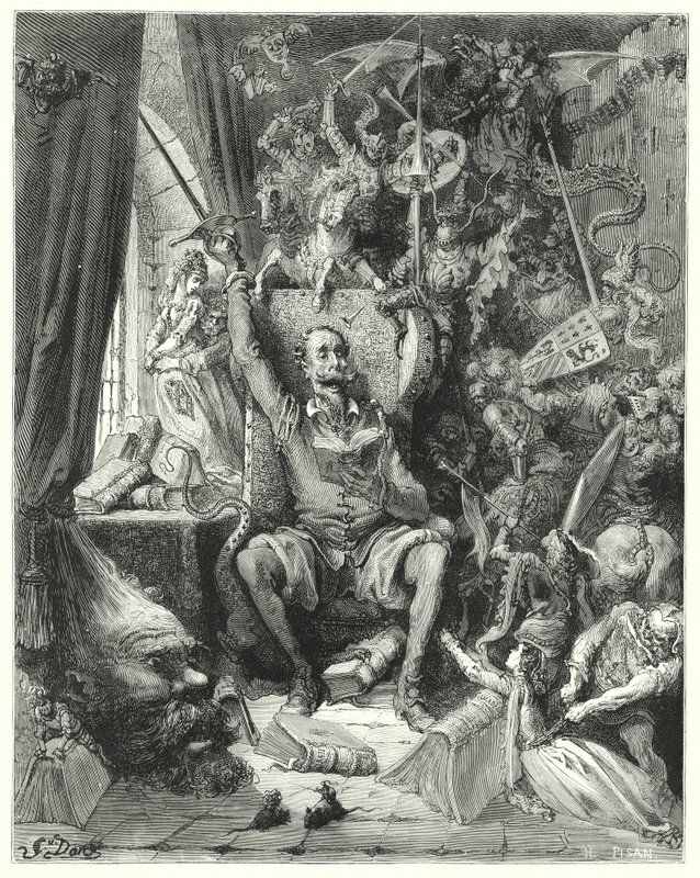 Don Quichotte de Gustave Doré : "Un monde de notions désordonnées, tirées de ses livres, envahissait son imagination" - Gustave Dore