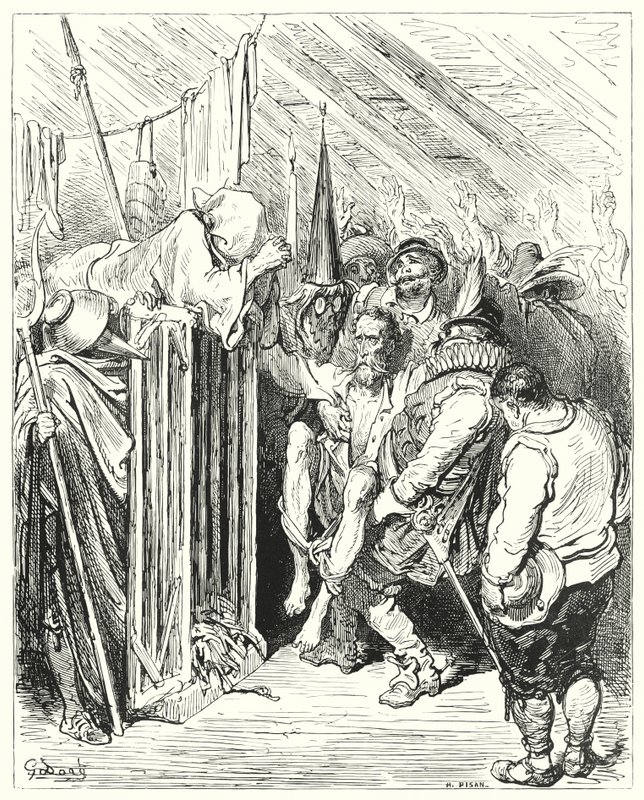 Don Quichotte de Gustave Doré : "Ne soyez pas impatient, ô Chevalier de la Triste Figure, de votre emprisonnement" - Gustave Dore