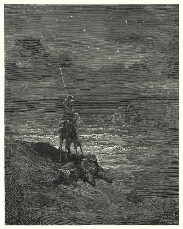 Don Quichotte de Gustave Doré : "Don Quichotte resta là, attendant l