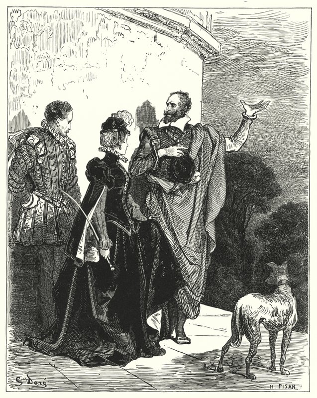 Don Quichotte de Gustave Doré: "Il informa le duc et la duchesse de ses sentiments et leur demanda la permission de partir" - Gustave Dore