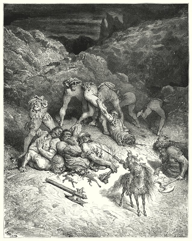 Don Quichotte de Gustave Doré : "Comment Felixmarte a coupé cinq géants par le milieu" - Gustave Dore