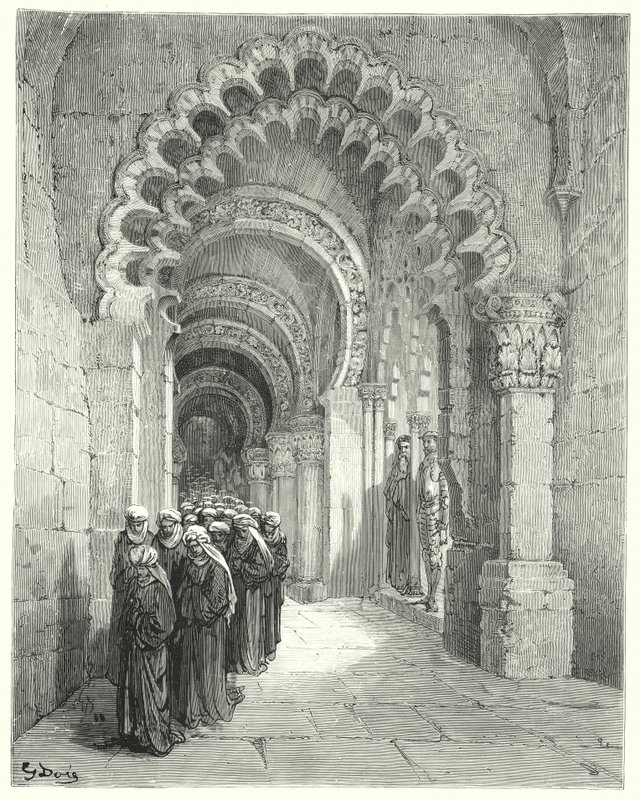 Don Quichotte de Gustave Doré : "Je vis un cortège funèbre de très belles demoiselles, toutes en noir" - Gustave Dore