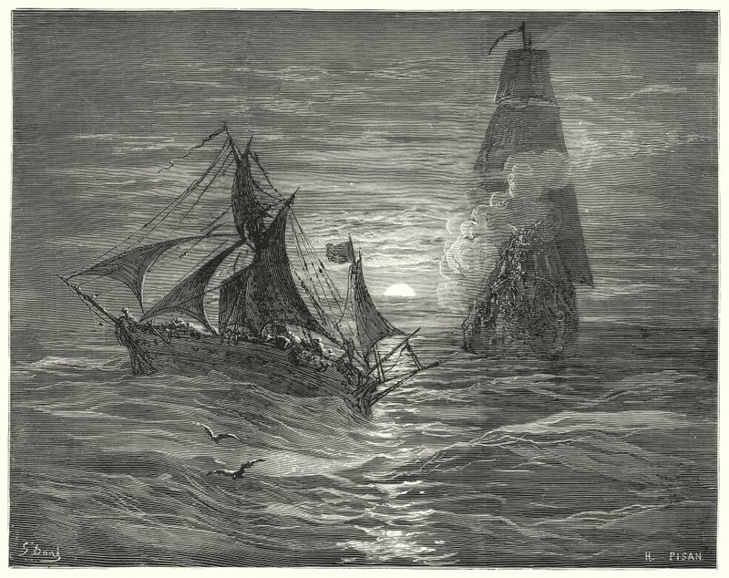Don Quichotte de Gustave Doré : "Ils étant sous le vent, tirèrent deux coups de canon sur nous" - Gustave Dore
